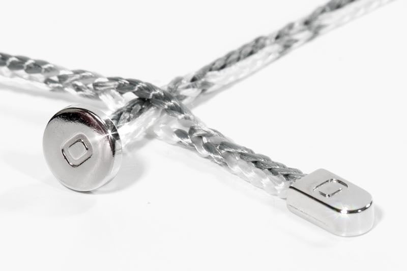 Close-up of the Malory Band braided cord and metal fastener